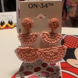 On 34th Pink Woven Pierced Earrings.. NWT